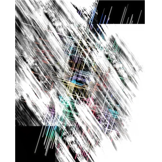 Tableau Abstrait Moderne Lignes Colorées & Effets Brush Blancs Style Digital Art & Pop Contemporain