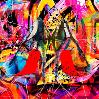 Tableau moderne escarpins Louboutin femme talons hauts multicolores